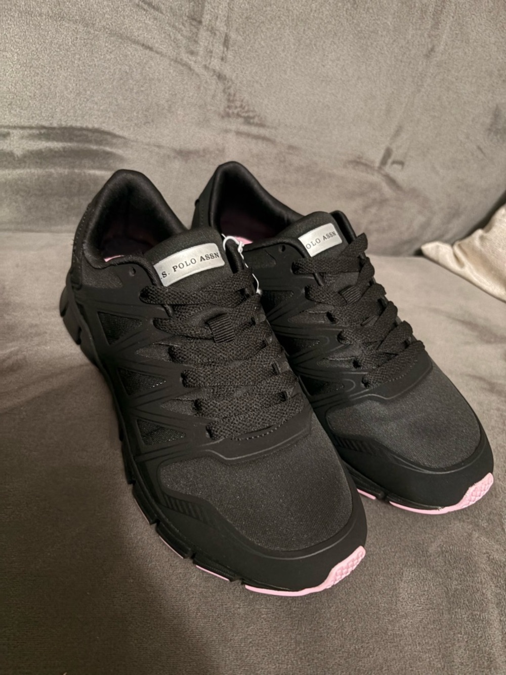 U.S. Polo Assn. Black Athletic Sneakers with Pink Trim